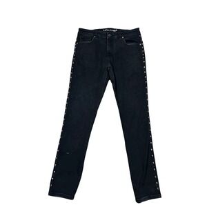 Y2K Emo Grunge Kilogram Black Studded Skull Jeans Size 32 Straight Leg Denim